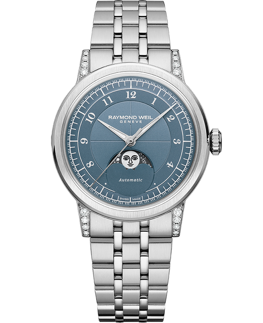 Millesime Automatic Moon Phase Denim Blue Dial Bracelet Watch, 35mm 2145-STS-05511