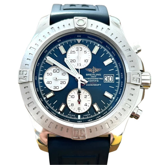 breitling-avenger-chrono-steel-blue-dial-blue-rubber-strap-a13388