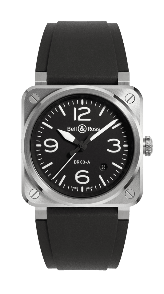 BR-03 Black Steel 41 MM Watch BR03A-BL-ST/SRB