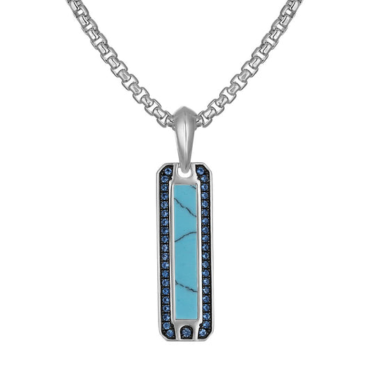 Bulova Sterling Silver 925 Performance Jewelry Mens Pendant BVP1113-WSBLSATQ