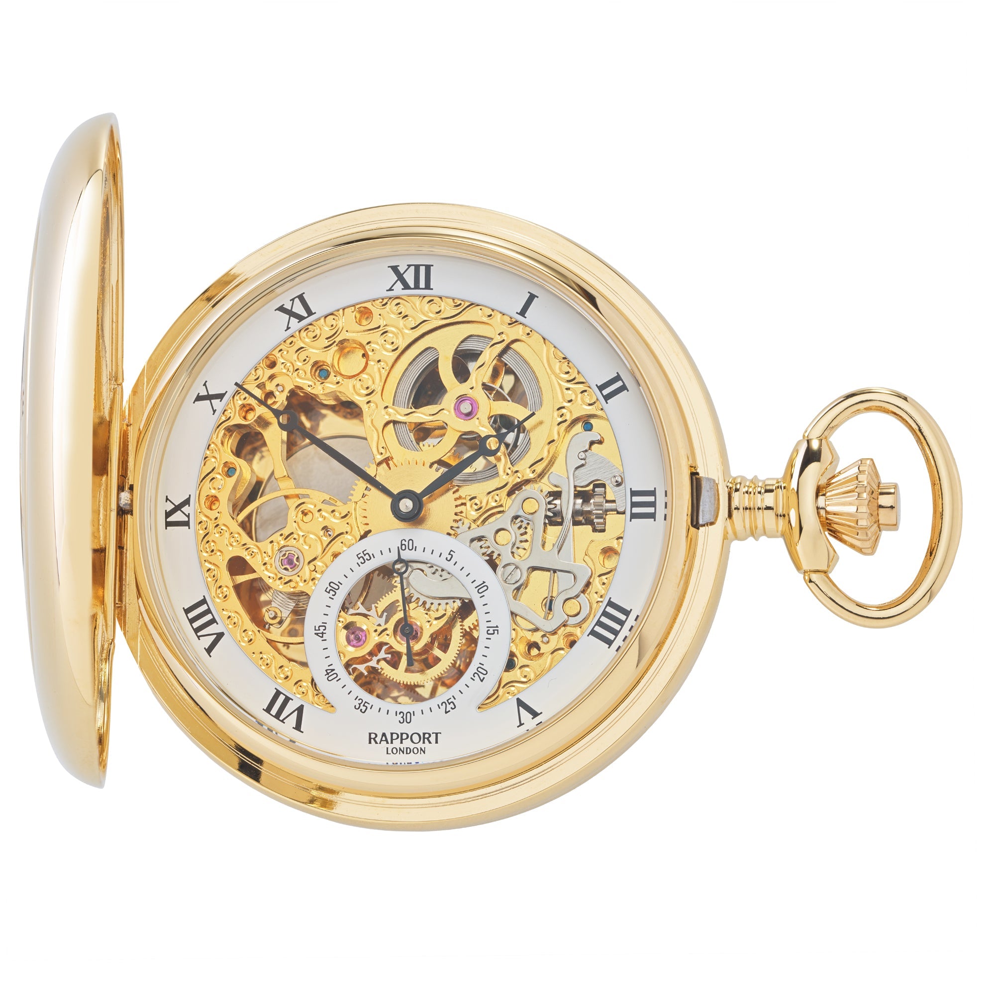 Mechanical Half Hunter Pocket Watch 53mm Gold - Main Image