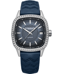Freelancer Ladies Automatic 60 Diamonds Blue Dial Leather Strap Watch, 34.5 x 34.5mm 2490-SCS-50051