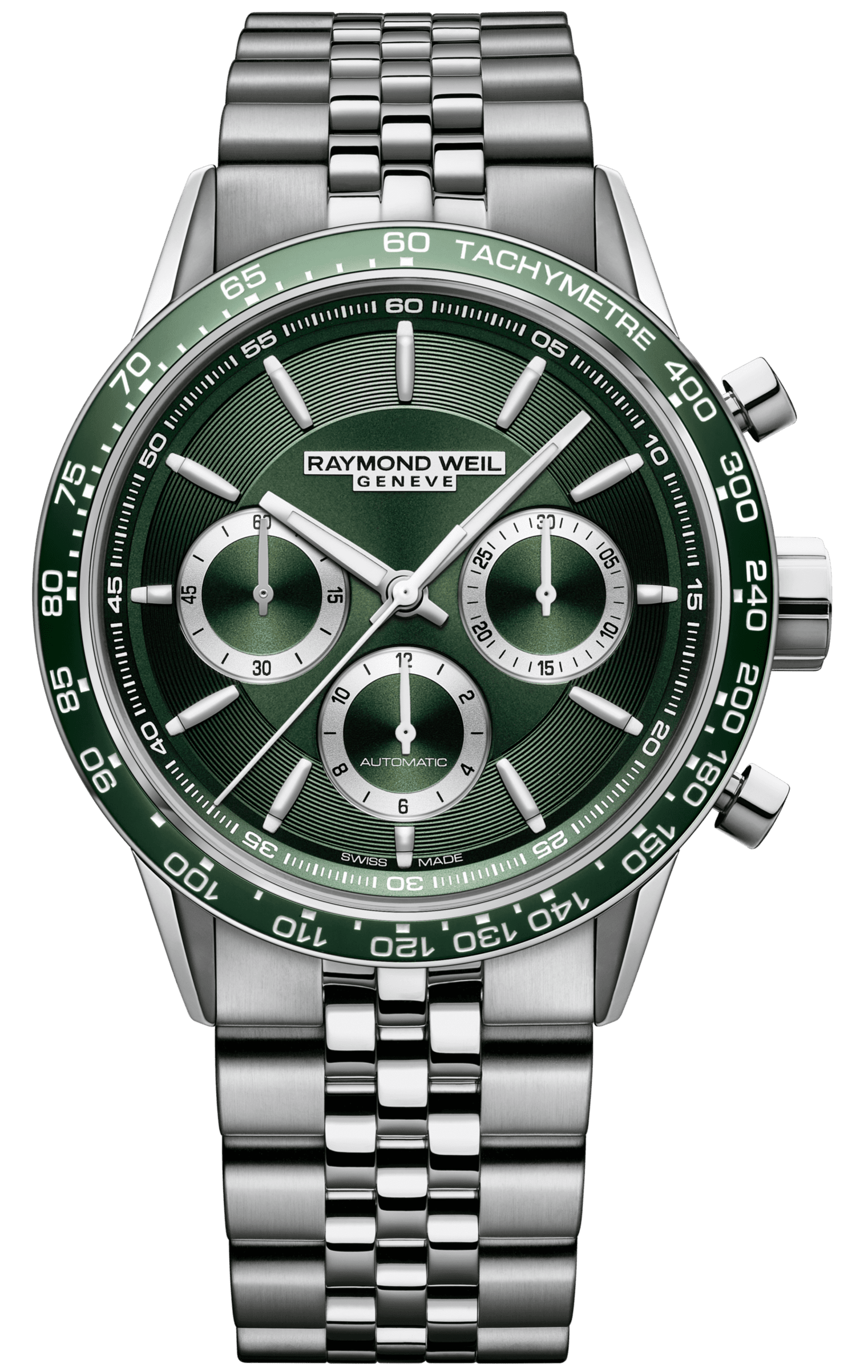 Freelancer Men's Automatic Chronograph Green Dial Bracelet Watch