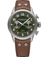 Freelancer Men's Pilot Flyback Chronograph Green Dial Brown Leather Strap Watch, 42MM 7783-TIC-05520