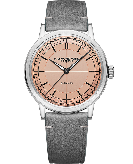 raymond-weil-millesime-mens-automatic-salmon-sector-dial-grey-leather-strap-watch-39-5mm-2925-stc-80001