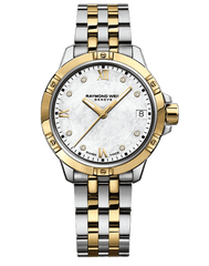 Tango Ladies Quartz 8 Diamond White Dial Gold PVD Two-Tone Bracelet Watch, 30mm 5960-STP-00995