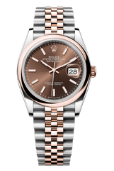 Oyster Perpetual Datejust 36 in Oystersteel and Everose gold features a chocolate dial and a Jubilee bracelet 126201-Chocolate