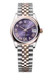 Oyster Perpetual Datejust 31 in Oystersteel and Everose gold features an aubergine, diamond-set dial and a Jubilee bracelet 278241-Aubergine 1