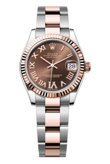 Oyster Perpetual Datejust 31 in Oystersteel and Everose gold features a chocolate, diamond-set dial and an Oyster bracelet 278271-Chocolate 1