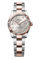 Oyster Perpetual Datejust 31 in Oystersteel and Everose gold features a silver, diamond-set dial and an Oyster bracelet 278271-Silver 1