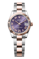 Oyster Perpetual Datejust 31 in Oystersteel and Everose gold features an aubergine, diamond-set dial and an Oyster bracelet 278271-Aubergine