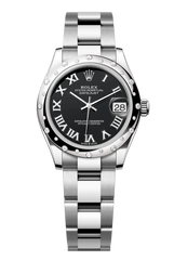 Oyster Perpetual Datejust 31 in Oystersteel and white gold features a bright black dial and an Oyster bracelet 278344RBR-Black 1