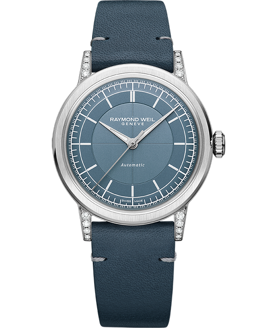 Millesime Automatic Central Seconds Diamonds Leather Strap Watch, 35mm 2125-SCS-50011