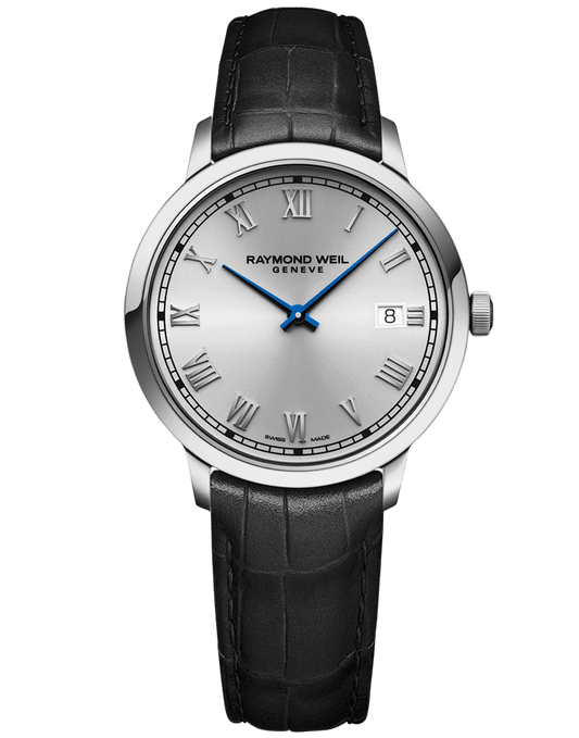 Toccata Men's Quartz Silver Dial Leather Strap Watch, 39mm 5485-STC-00658