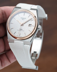 White CTS Rubber Strap for Tissot PRX