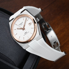 White CTS Rubber Strap for Tissot PRX
