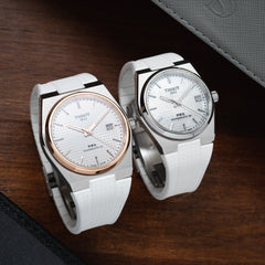 White CTS Rubber Strap for Tissot PRX