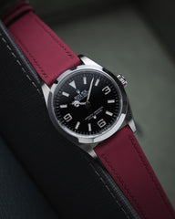 Wine Red Rubberised Leather (Smooth) Slim Strap