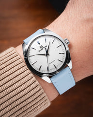 Baby Blue Rubberised Leather (Smooth) Slim Strap
