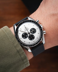 Black Rubberised Leather (Smooth) Slim Strap