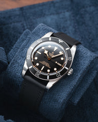 Black Rubberised Leather (Smooth) Slim Strap