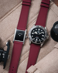 Wine Red Rubberised Leather (Smooth) Slim Strap