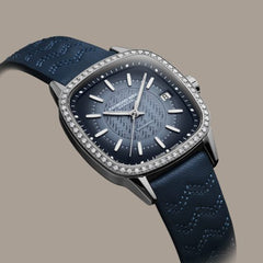 Freelancer Ladies Automatic 60 Diamonds Blue Dial Leather Strap Watch, 34.5 x 34.5mm 2490-SCS-50051