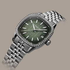 Freelancer Ladies Automatic 60 Diamonds Green Dial Bracelet Watch, 34.5 x 34.5mm 2490-STS-52051