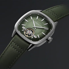 Freelancer Men's Calibre RW1212 Automatic Green Dial Green Leather Strap Watch, 40 x 40mm 2790-STC-52051