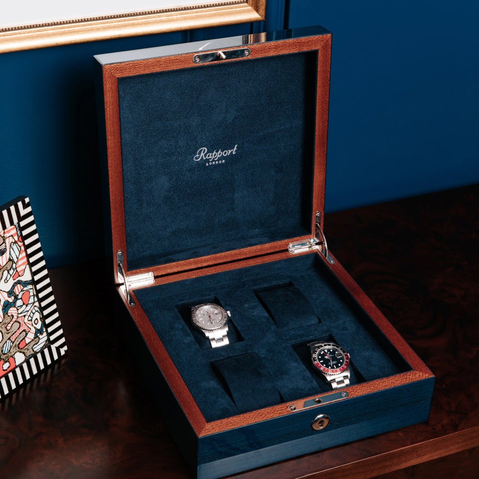 Heritage Chroma Four Watch Box - Navy Blue L404