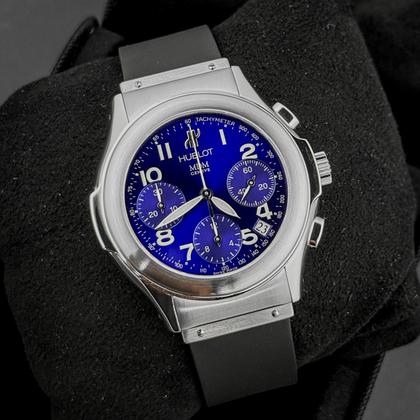 Hublot Elegant MDM Geneve Chronograph Blue Dial Steel Watch