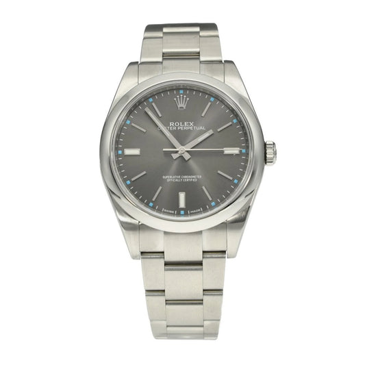 Rolex Oyster perpetual 39mm steel oyster bracelet rhodium grey dial 114300