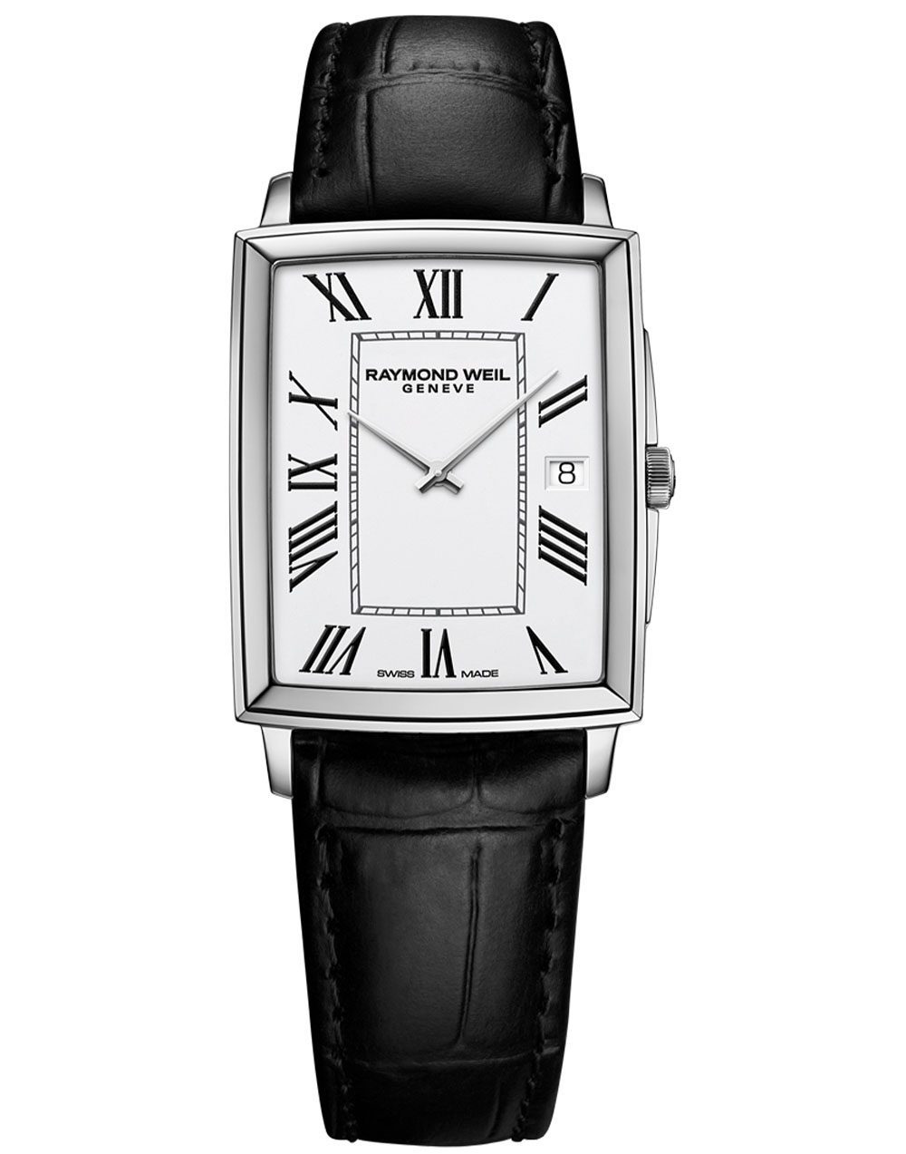 Toccata Men's Rectangular White Dial Leather Strap Watch, 37 x 29mm 5425-STC-00300