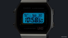 Casio A168WEUC-1A Vintage UNO Collaboration Model Black