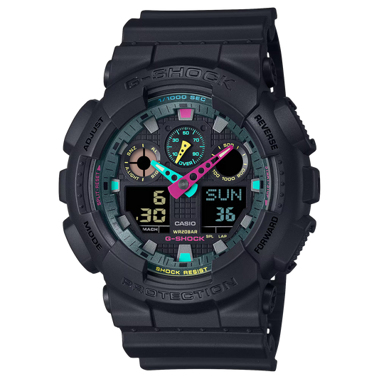 G-Shock GA100MF-1A Bold Black Vibrant Ana-Digi Virtual World