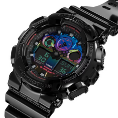 G-Shock GA100RGB-1A Virtual Rainbow Cybertech Glossy Black