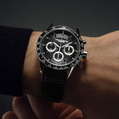 Freelancer Men's Automatic Chronograph Black Leather Strap Watch, 43.5mm 7741-SC1-20021