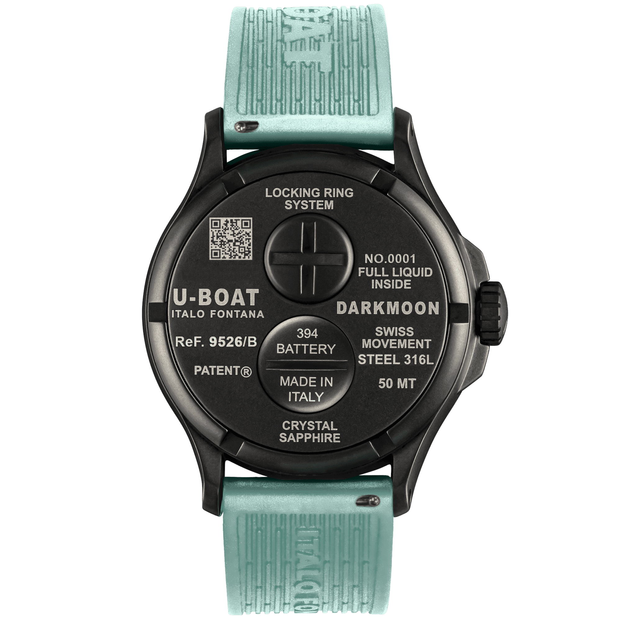 U-Boat Darkmoon Bk Curve Aquamarine Pvd 9526/B
