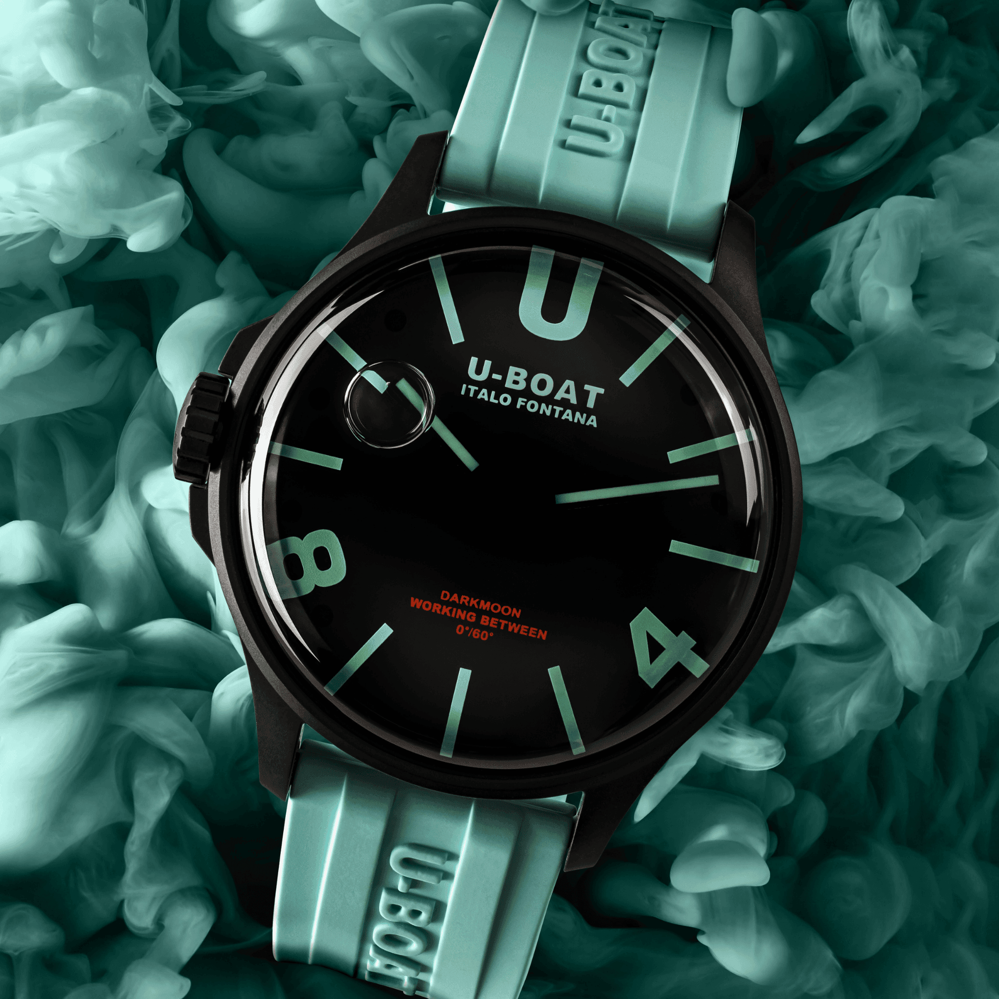 U-Boat Darkmoon Bk Curve Aquamarine Pvd 9526/B