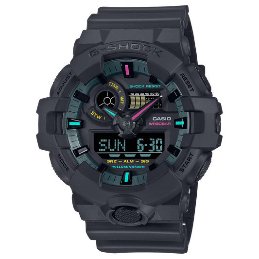 G-Shock GA700MF-1A Bold Black Vibrant Color Ana-Digi Flourescent