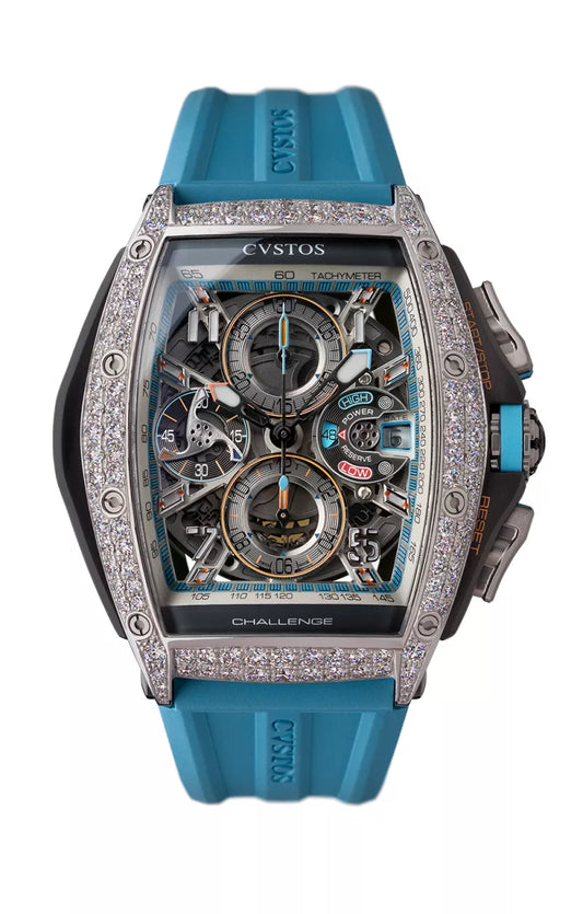 Chrono Steel/2 Row Diamonds/Blue B00107.4102003