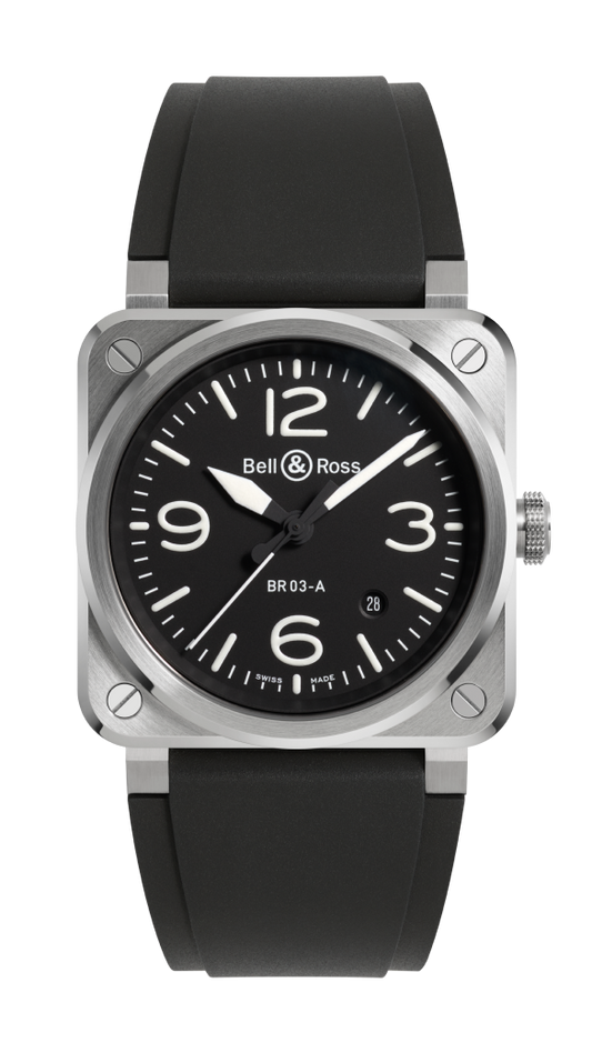 BR-03 Black Steel 41 MM Watch BR03A-BL-ST/SRB