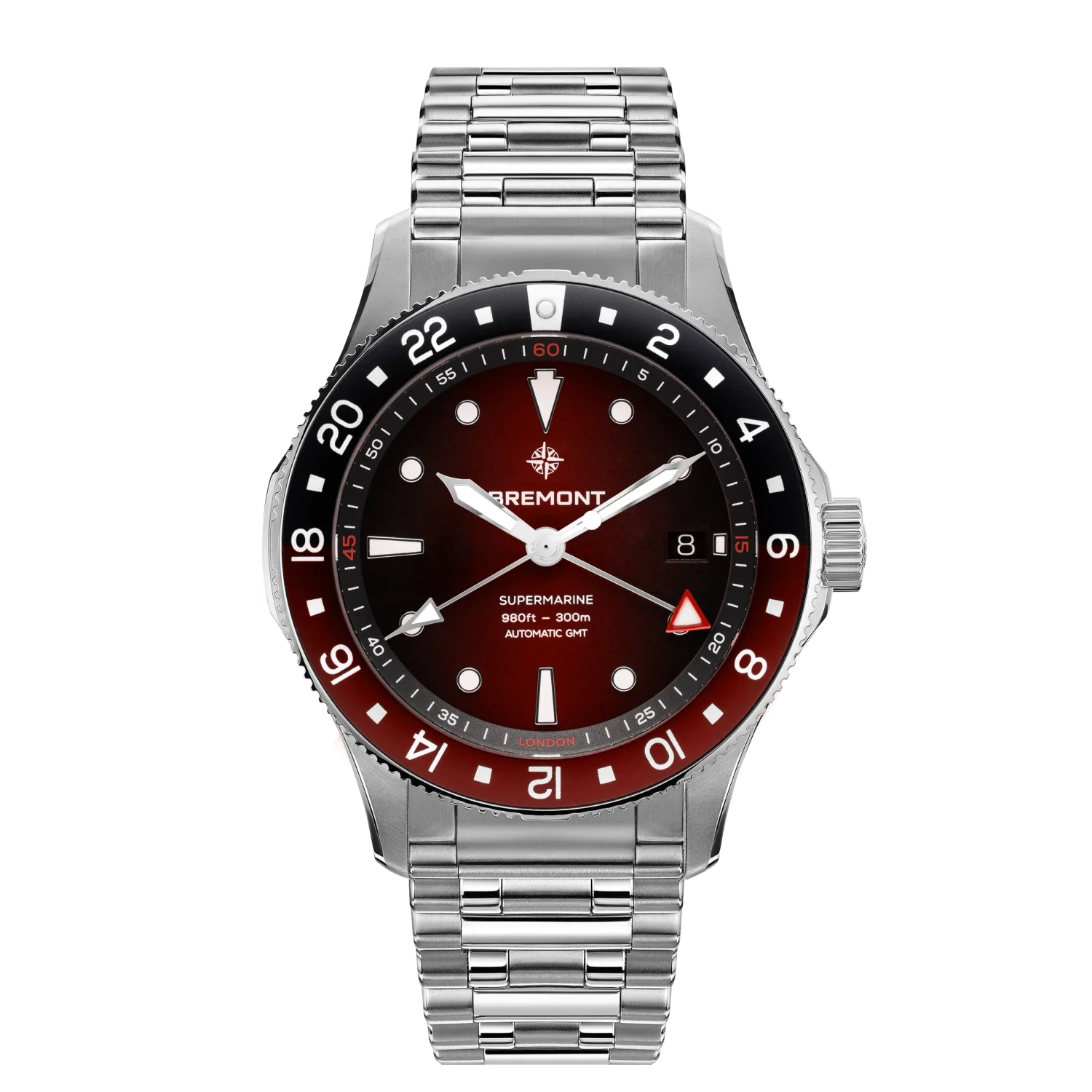Bremont Supermarine 300M GMT, 'Ember' Red SM40-GMT-SS-RDBK-B
