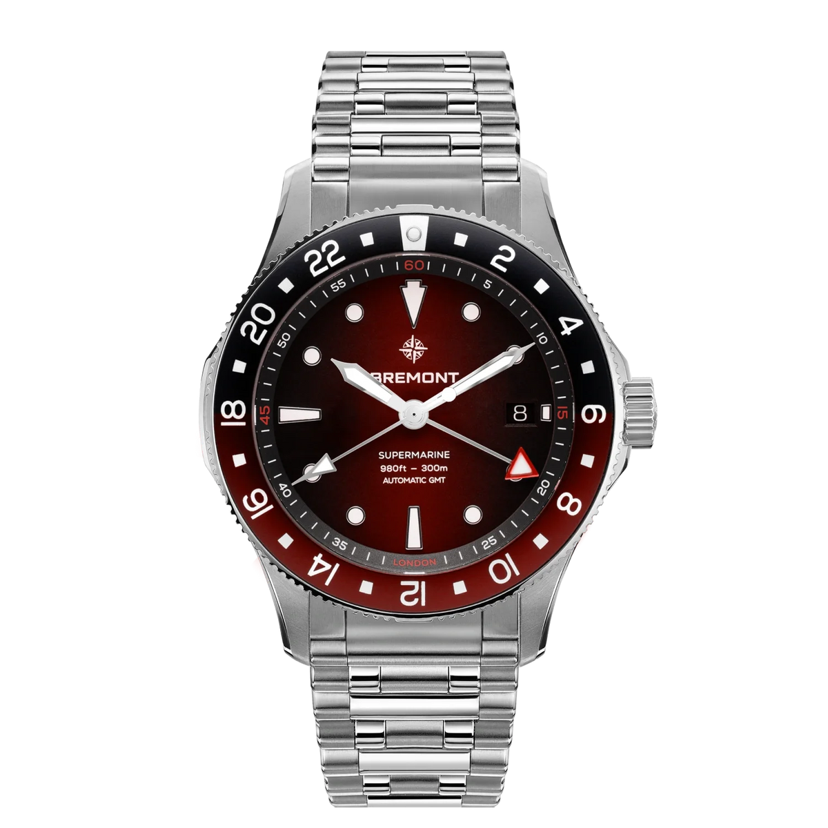Bremont Supermarine 300M GMT, 'Ember' Red SM40-GMT-SS-RDBK-B