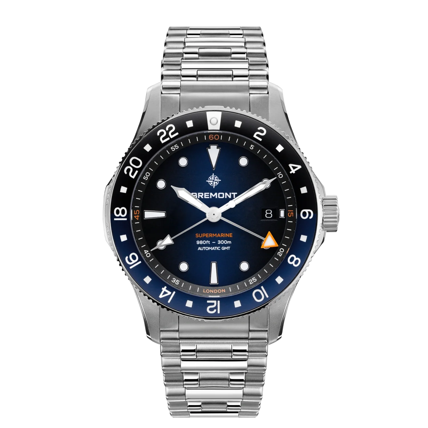 Bremont Supermarine 300M GMT, 'Glacier' Blue SM40-GMT-SS-BLBK-B