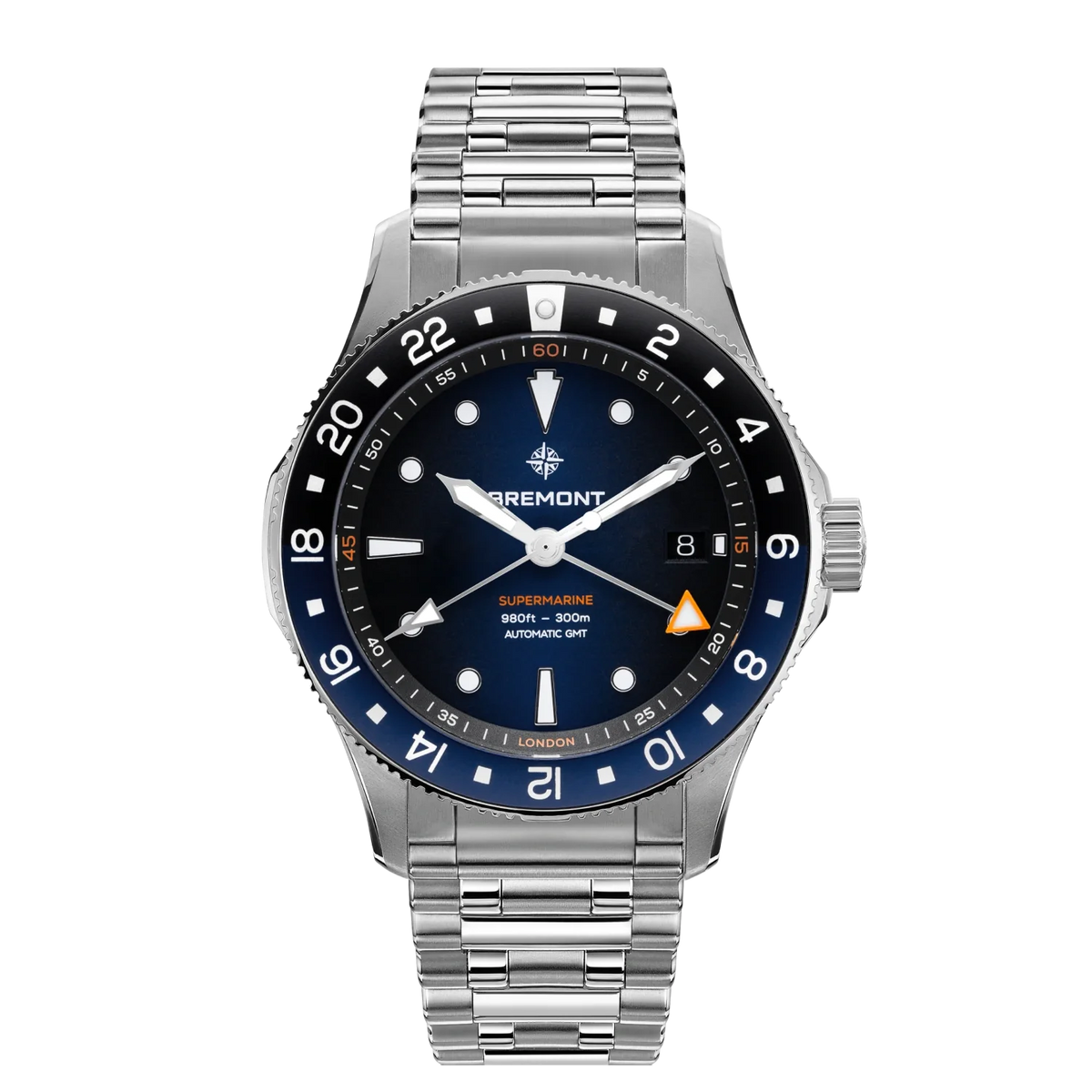 Bremont Supermarine 300M GMT, 'Glacier' Blue SM40-GMT-SS-BLBK-B