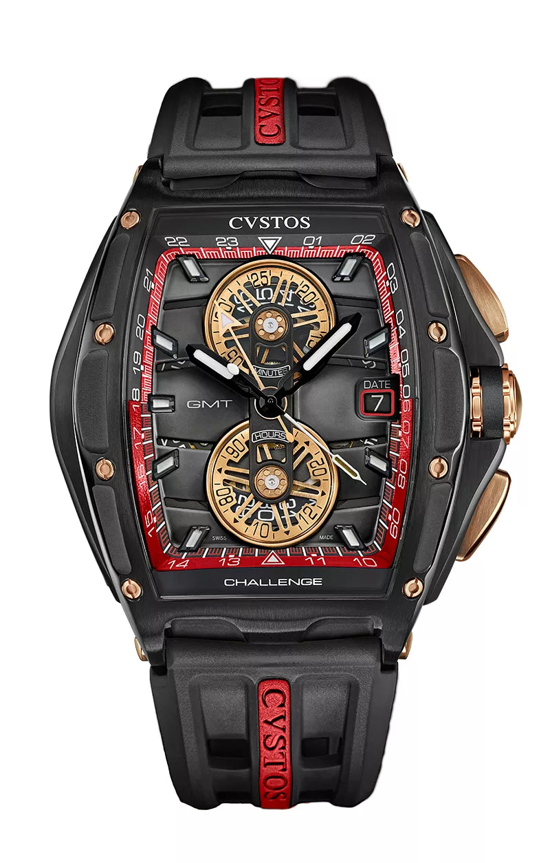 Chrono GMT Black Steel/Red Dial B01110.4502002