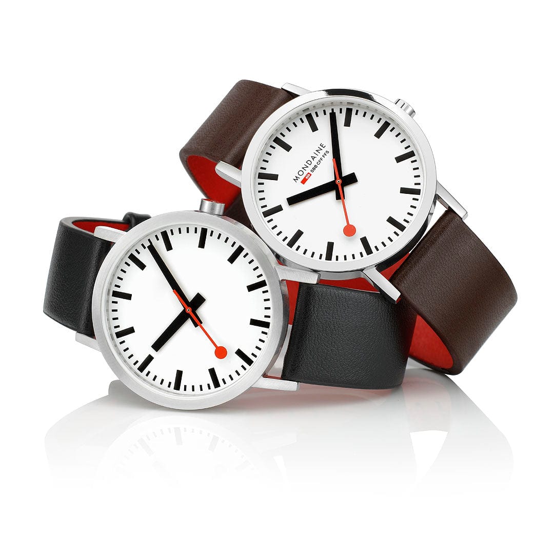 Mondaine Classic 40 mm, Black Vegan Grape Leather A660.30360.16SBBV