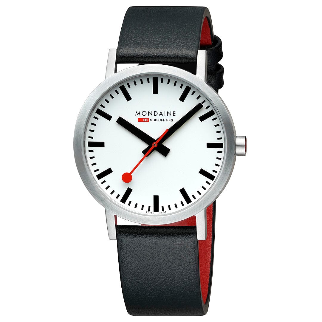 Mondaine Classic 40 mm, Black Vegan Grape Leather A660.30360.16SBBV