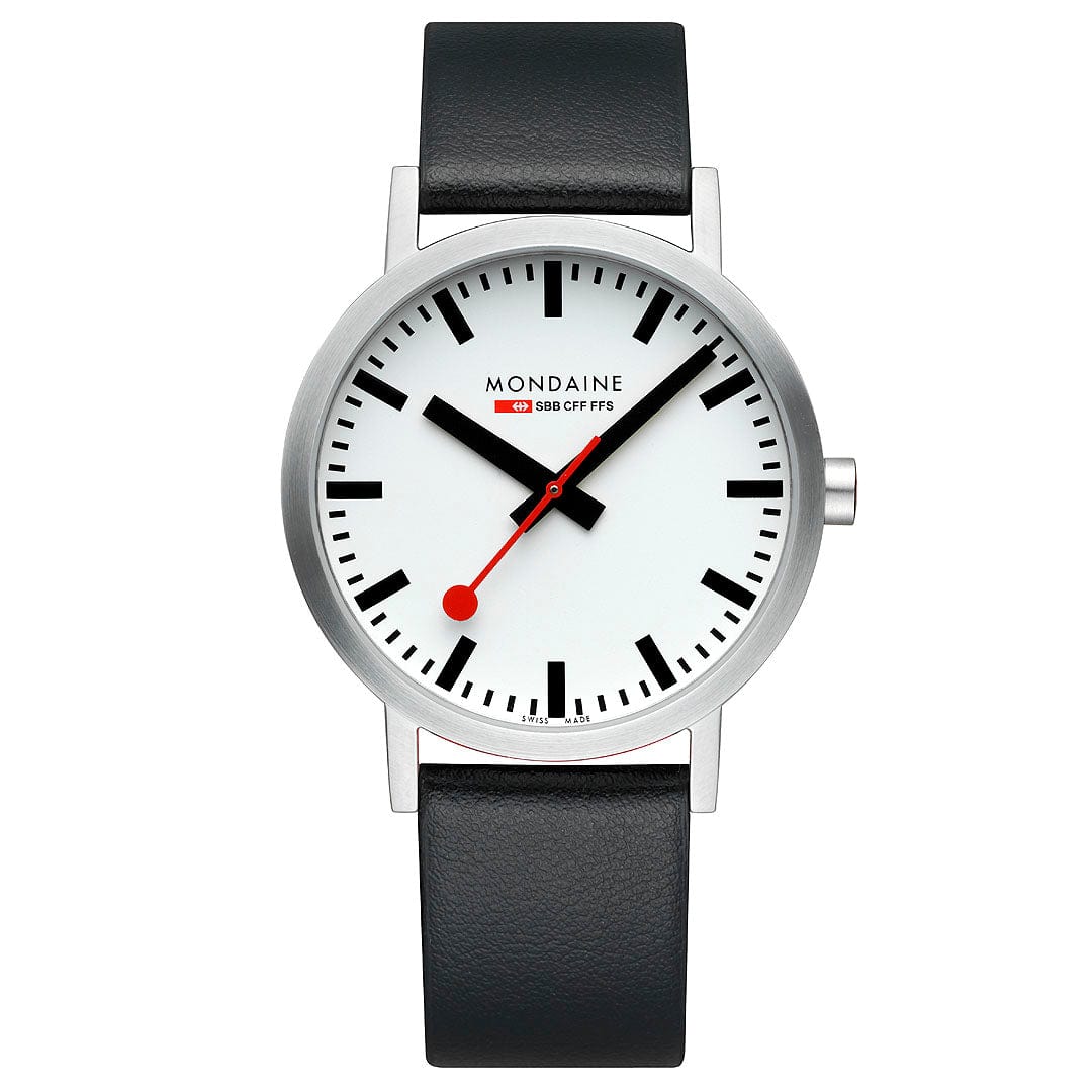 Mondaine Classic 40 mm, Black Vegan Grape Leather A660.30360.16SBBV